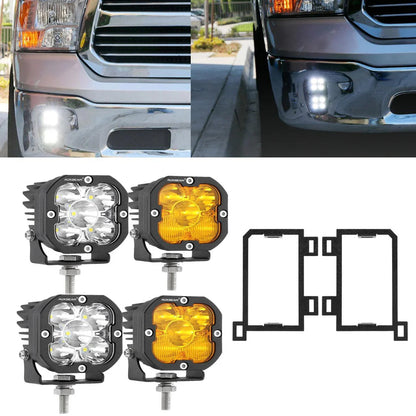 3″ projecteurs LED compacts avec supplémentaire orange caches & antibrouillard supports de montage (Vertical antibrouillard)