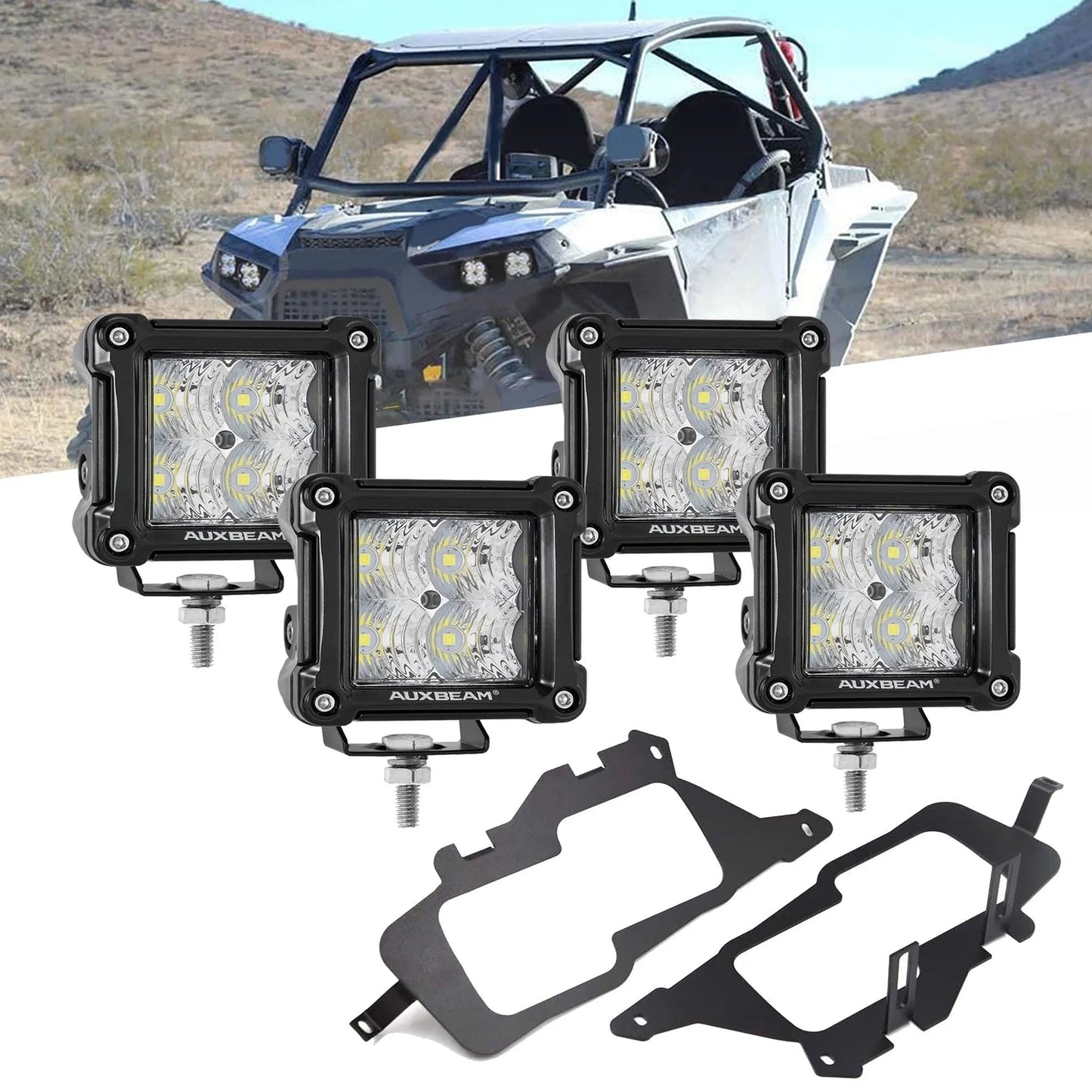 3 Inch LED Pods Light Spot/faisceau large avec Wiring Harness & Projecteurs LED compacts Mounting Brackets Combo pour 2014-2…