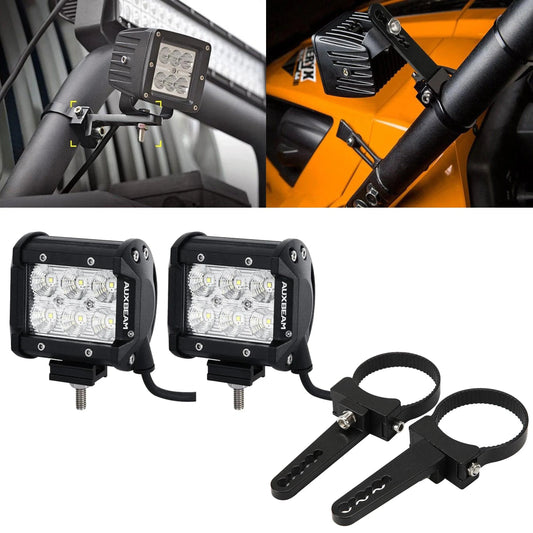 4″ Classic-SM série double rangée Projecteurs LED compacts Spot/faisceau large & 2.5″ Bull Bar arceau Clamps supports de