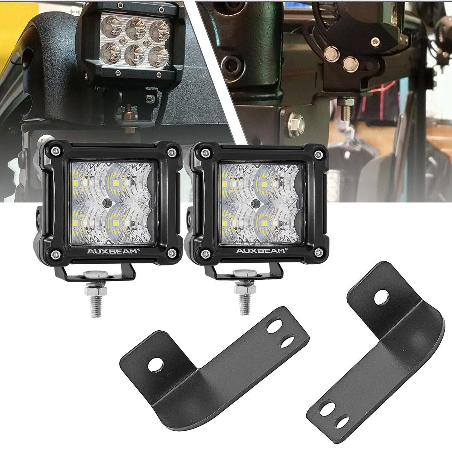 3 Inch LED Pods Light Spot/faisceau large & Rear Roof Reversing Light Projecteurs LED compacts Brackets pour 2013-2021 Polar…