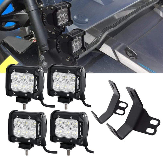 4″ Projecteurs LED compacts&Double-layer Pillar support de montage pour 14-21 Polaris RZR XP 1000, 15-19 Polaris RZR 900