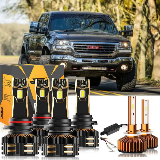 pour 2000-2002 GMC Sierra 2500 9005 9006 Ampoules de phare LED Bundle
