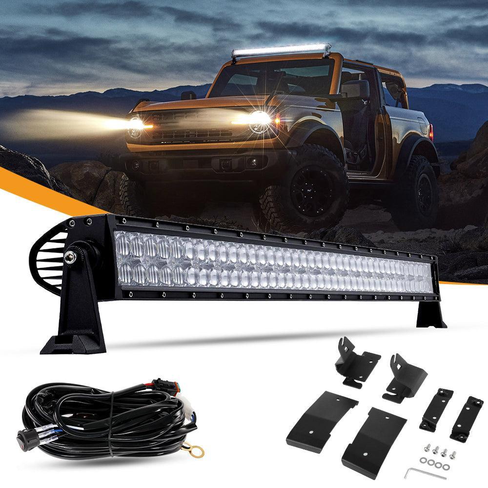 42 Inch 5D série Straight Barres LED & Car Roof Windshield Barres LED Mounting Bracket pour Ford Bronco 2/4 Door 2021 2022