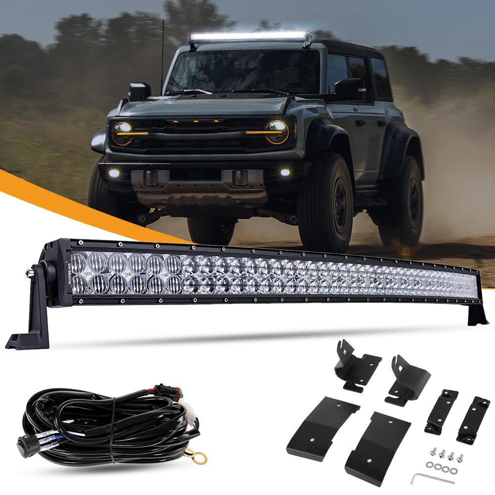 42 Inch 5D série Curved Barres LED & Car Roof Windshield Barres LED Mounting Bracket pour Ford Bronco 2/4 Door 2021 2022