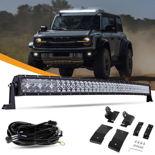 42 Inch 5D série Curved Barres LED & Car Roof Windshield Barres LED Mounting Bracket pour Ford Bronco 2/4 Door 2021 2022