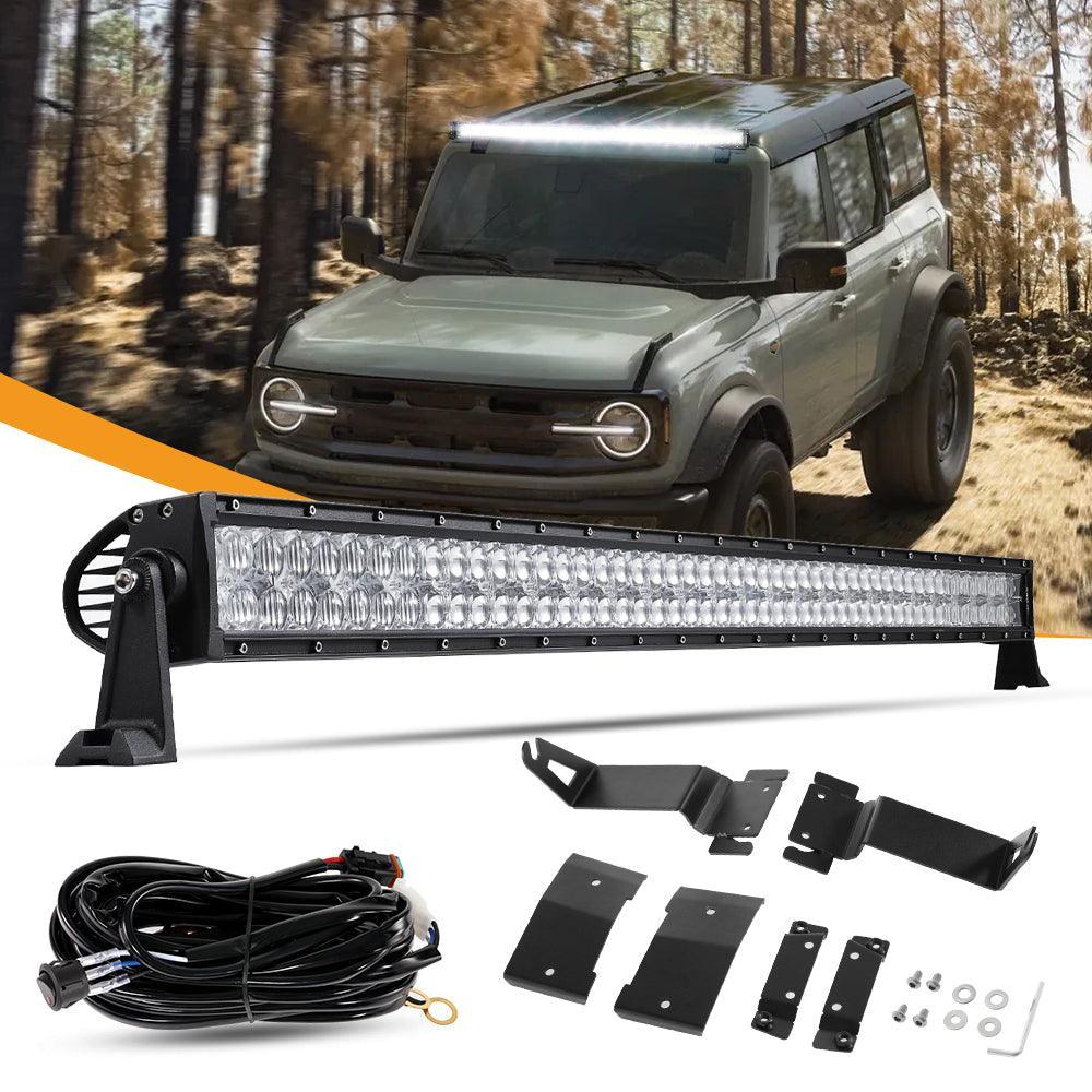 52 Inch 5D série Straight Barres LED & Car Roof Windshield Barres LED Mounting Bracket pour Ford Bronco 2/4 Door 2021 2022