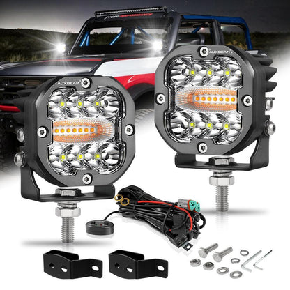 3″ 96 W 9 600 lm projecteurs LED compacts 6 modes feu LED longue portée avec montant A support de montage pour Ford Bronco