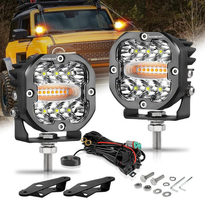3″ 96 W 9 600 lm projecteurs LED compacts 6 modes feu LED longue portée avec montant A support de montage pour Ford Bronco