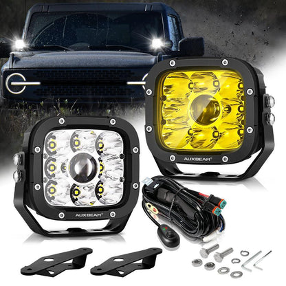5″ 110 W blanc/orange LED feux longue portée projecteur LED compact avec montant A support de montage pour Ford Bronco 2/4