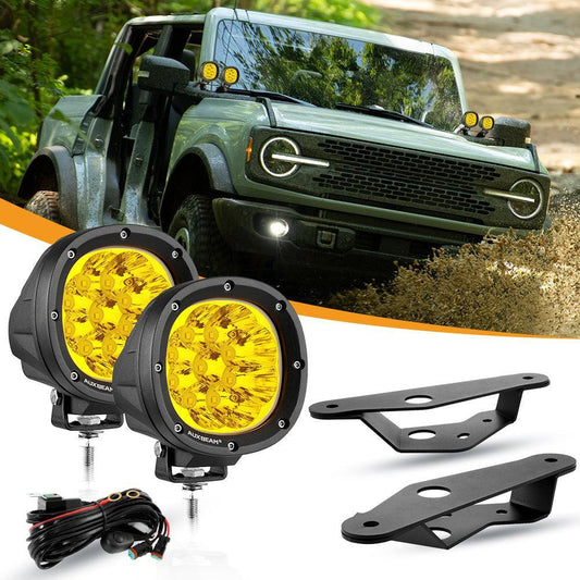 4 Inch 90W Round Yellow Spot LED Driving Lights avec Dual A-Pillar Mounting Bracket pour Ford Bronco 2/4 Door 2021 2022