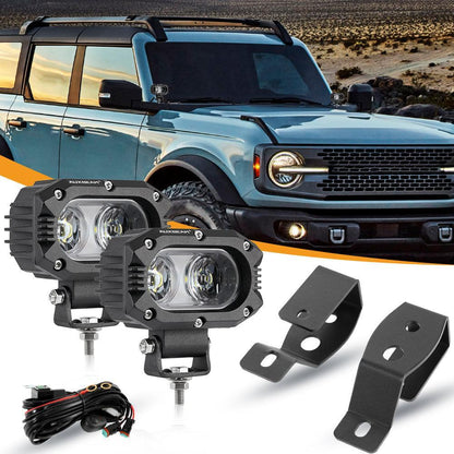 4″ 30 W Corrugated Lens faisceau large projecteurs LED compacts avec montant A support de montage pour Ford Bronco 2/4 portes