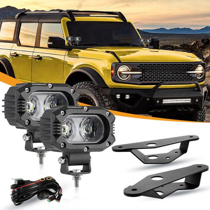 4″ 30 W Corrugated Lens faisceau large projecteurs LED compacts avec Dual montant A support de montage pour Ford Bronco 2/4