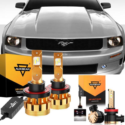 Kit d’ampoules LED feux de route/croisement F-16 Plus série CAN-bus intégré 14 000 lm pour Ford Mustang (Base) 2005–2006