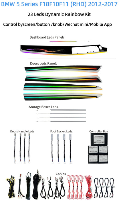 Kit éclairage LED d’ambiance intérieur pour BMW 5 Series F10 F11 F18 (2012-2017) – RHD – vue 7 – NOVADOMIO