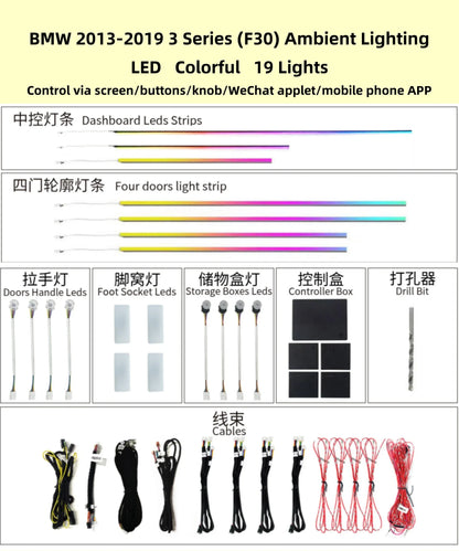 Kit éclairage LED d’ambiance intérieur pour BMW 3 Series F30 F31 (2014-2019) – vue 3 – NOVADOMIO