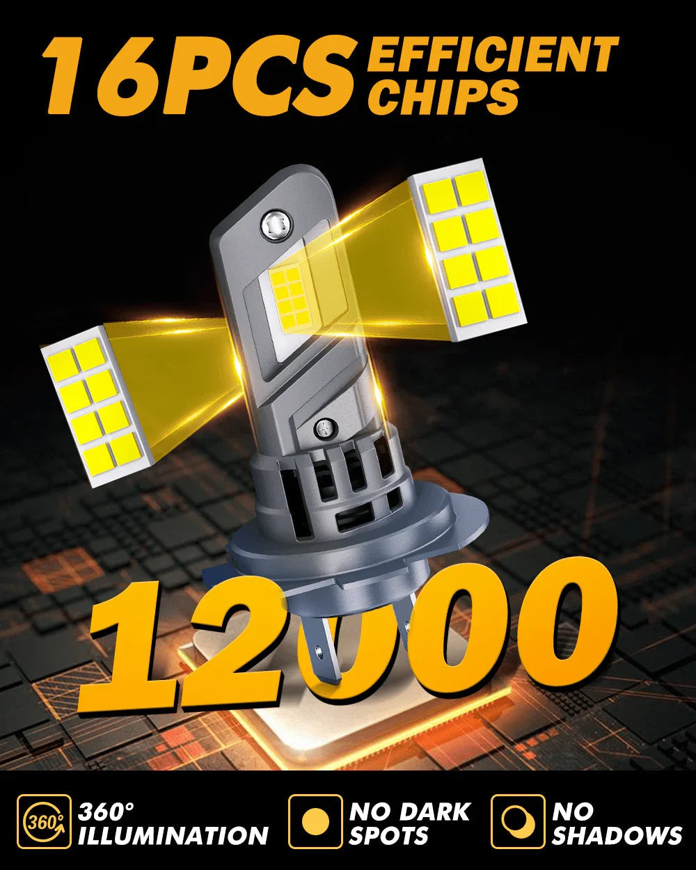 H7 Ampoules de phare LED Q25 série Real 1:1 Size 50W 12000W 6500K blanc froid – 2 ampoules – vue 2