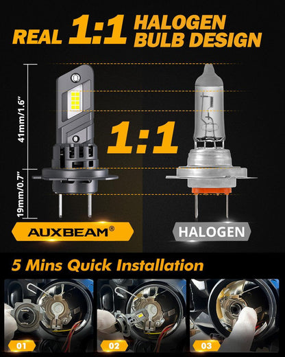 H7 Ampoules de phare LED Q25 série Real 1: 1 Size 50W 12000W 6500K blanc froid – 2 ampoules – vue 6 – NOVADOMIO