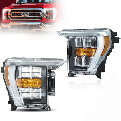 LED bloc optique avant Reflection Bowl pour 2021–2023 Ford F150 14th Gen chromé – NOVADOMIO