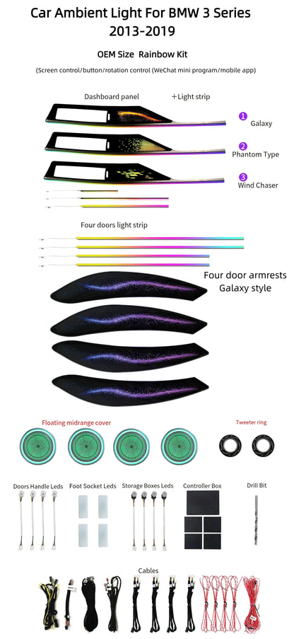 Kit éclairage LED d’ambiance intérieur pour BMW 3 Series F30 F34 F35 4 Series F32 F33 F36 (2014-2019) – vue 9 – NOVADOMIO