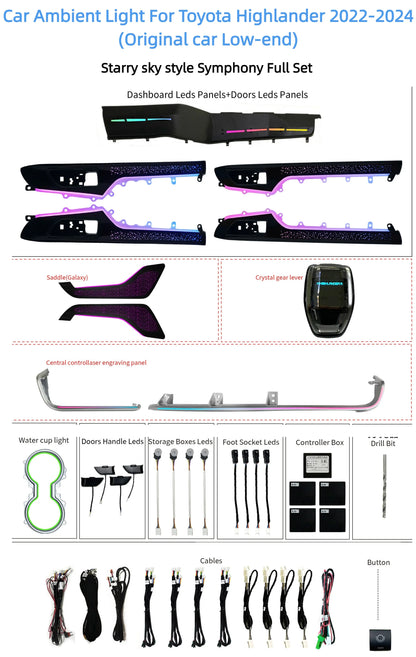 Kit éclairage LED d’ambiance intérieur pour Toyota Highlander (2022-2024) – vue 8 – NOVADOMIO
