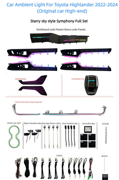 Kit éclairage LED d’ambiance intérieur pour Toyota Highlander (2022-2024) – vue 7 – NOVADOMIO