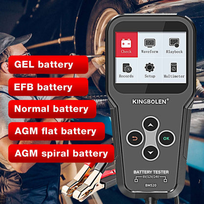 Testeur de batterie KINGBOLEN BM520 – 6 V, 12 V et 24 V – vue 3 – NOVADOMIO