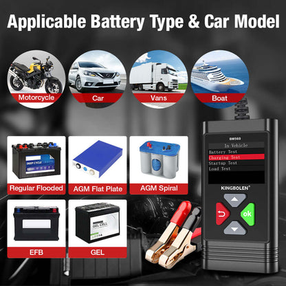 Testeur de batterie KINGBOLEN BM560 – 6/12 V, 100 à 2000 CCA – vue 3 – NOVADOMIO