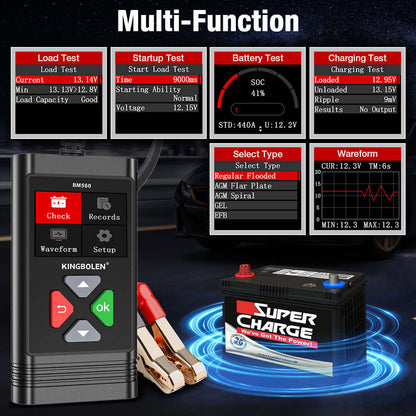 Testeur de batterie KINGBOLEN BM560 – 6/12 V, 100 à 2000 CCA – vue 2 – NOVADOMIO