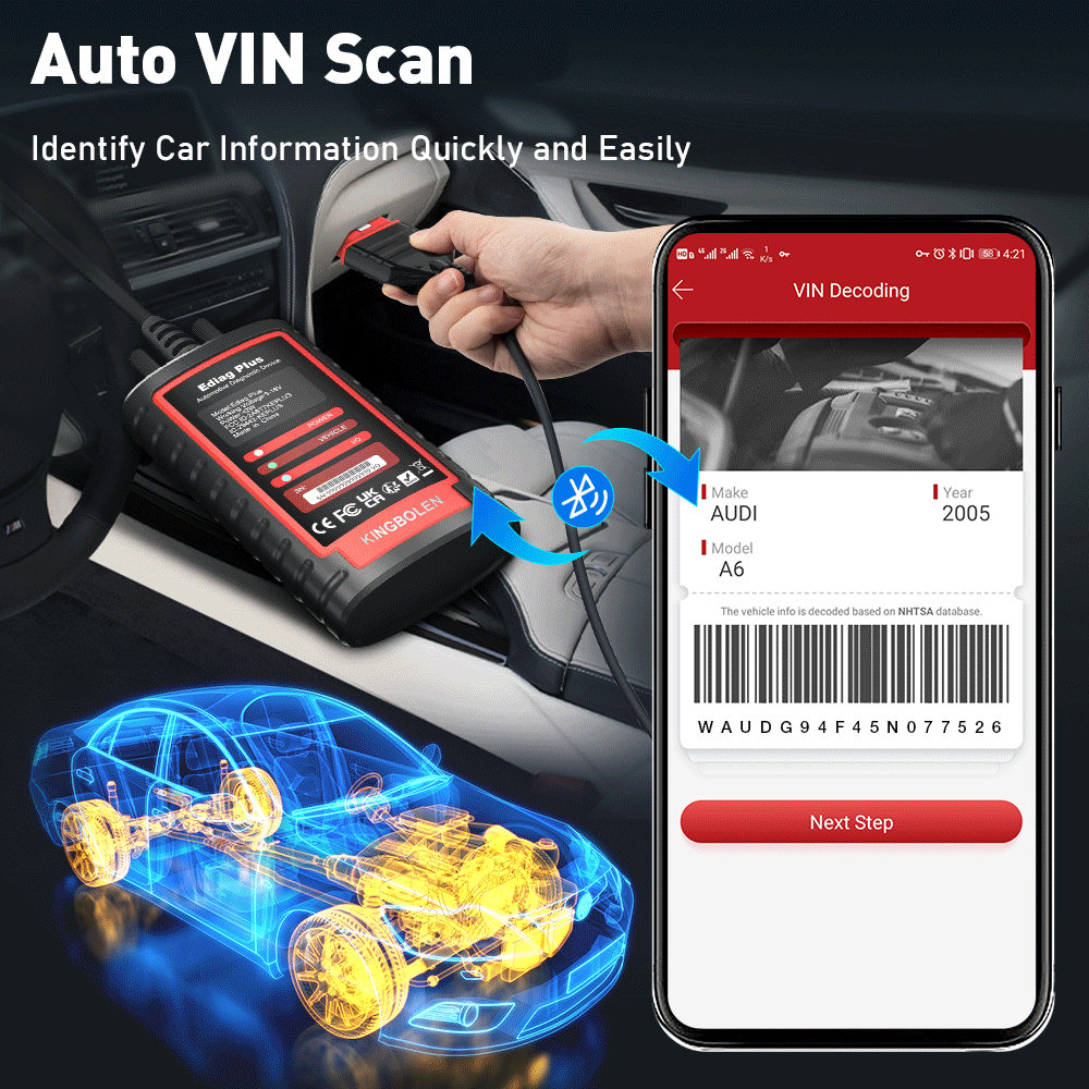 Scanner OBD2 Bluetooth KINGBOLEN Ediag Plus – Codage ECU et CAN FD – image produit 4 | NOVADOMIO