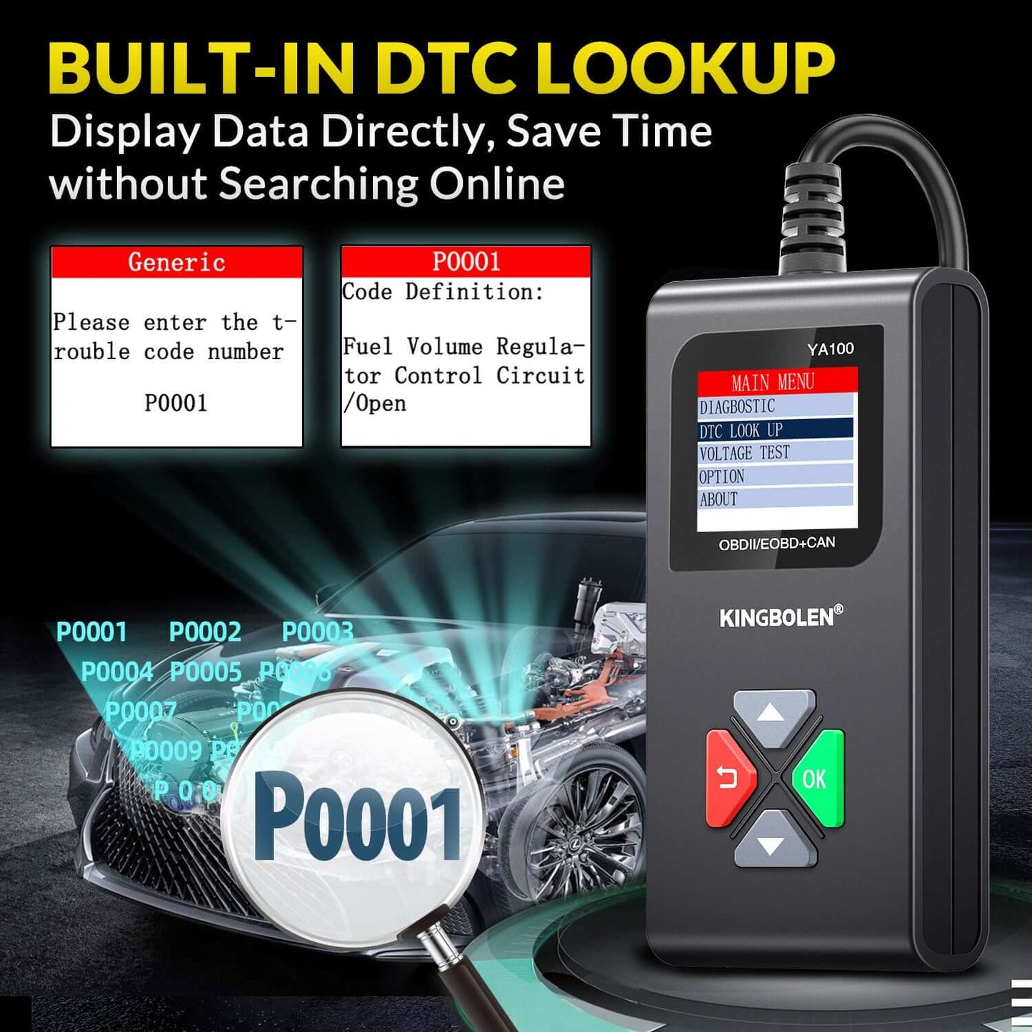 Lecteur de code OBD2 KINGBOLEN YA100 – Diagnostic moteur – image produit 5 | NOVADOMIO