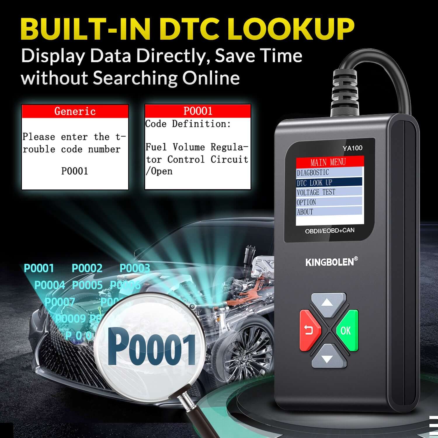 Lecteur de code OBD2 KINGBOLEN YA100 – Diagnostic moteur – image produit 5 | NOVADOMIO