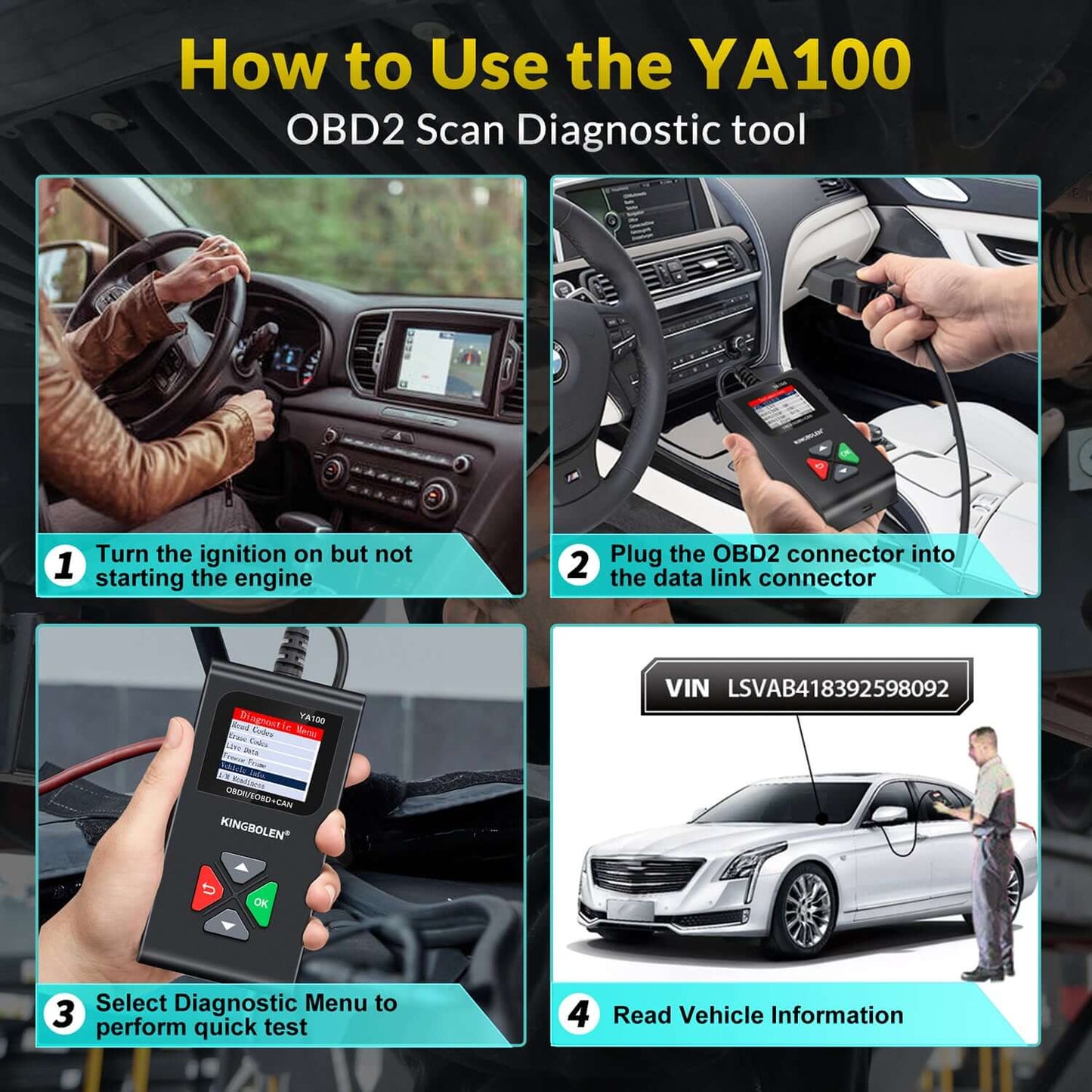 Lecteur de code OBD2 KINGBOLEN YA100 – Diagnostic moteur – image produit 8 | NOVADOMIO