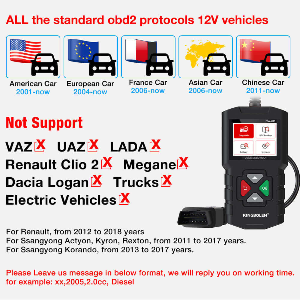 Lecteur de code OBD2 KINGBOLEN YA201 – 10 modes OBD2 – image produit 7 | NOVADOMIO