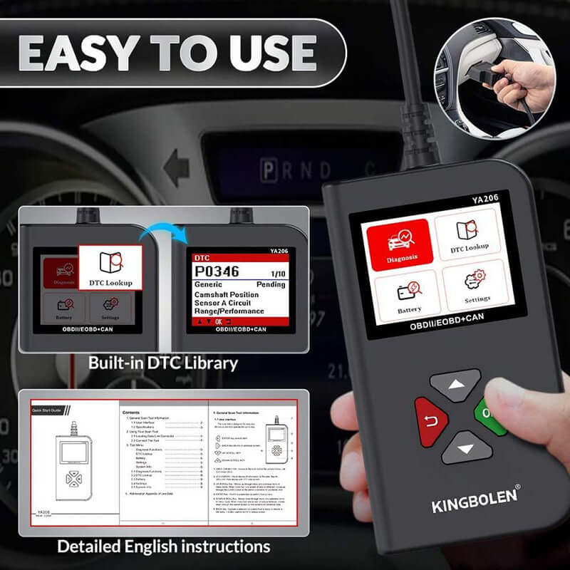 Lecteur de code OBD2 KINGBOLEN YA206 – Expédition USA uniquement – image produit 4 | NOVADOMIO
