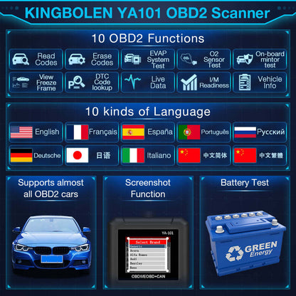 Lecteur de code OBD2 KINGBOLEN YA101 – Voyant moteur – vue 4 – NOVADOMIO