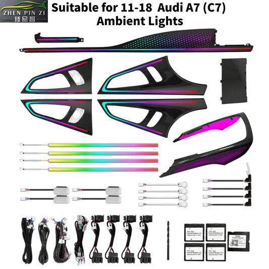 Panneaux LED d’ambiance Audi A7 C7 2011–2018 – aspect carbone – photo 1