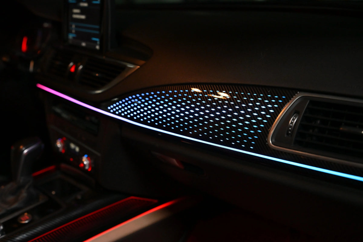Panneaux LED d’ambiance Audi A7 C7 2011–2018 – aspect carbone – photo 2