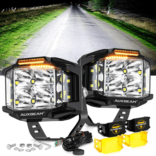 V-MAX série | 4 Inch 92W 8960LM faisceau combiné Side Shooter LED Square Pod Lights avec orange DRL