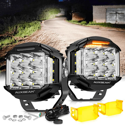 V-MAX série | 5″ 168 W 16 440 lm faisceau combiné éclairage latéral LED rond projecteurs LED compacts avec orange DRL – vue