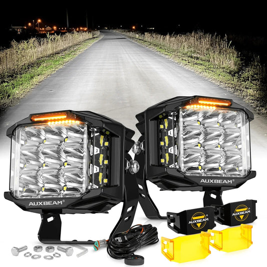 V-MAX série | 5 Inch 168W 16440LM faisceau combiné Side Shooter LED Square Pod Lights avec orange DRL