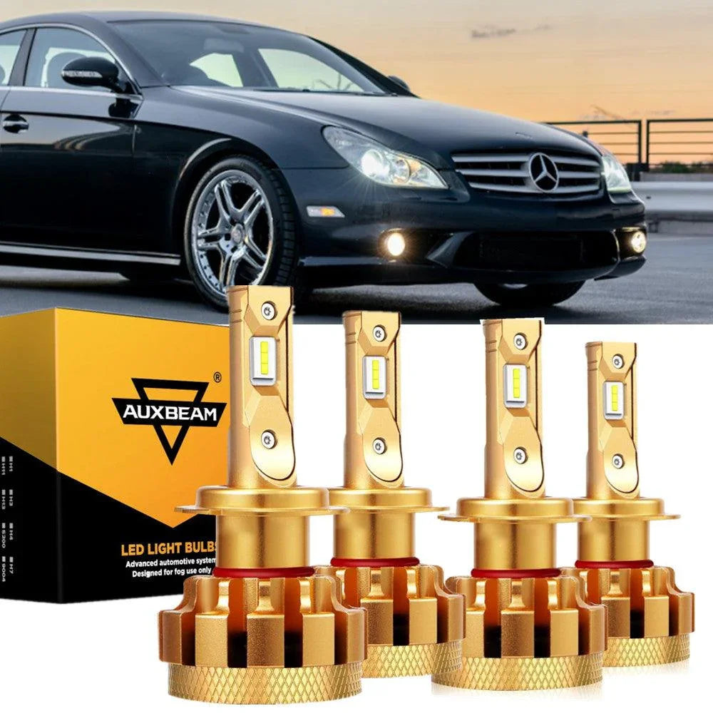 pour 2006 Mercedes-Benz CLS55 AMG avec Halogen Headlamps F-16 Plus série Built-in Canbus Ampoules LED High Low Beam Bundle
