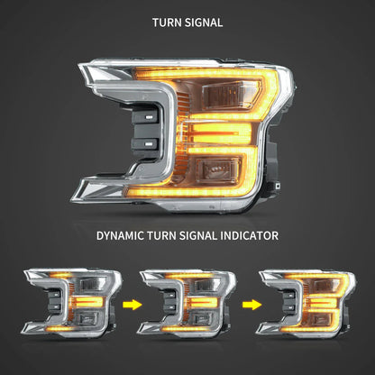 LED bloc optique avant projecteur double faisceau avec Start-up Animation noir/chromé pour 2018–2020 Ford F150 13th Gen – vue