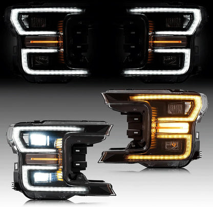 LED bloc optique avant projecteur double faisceau avec Start-up Animation noir/chromé pour 2018–2020 Ford F150 13th Gen – vue