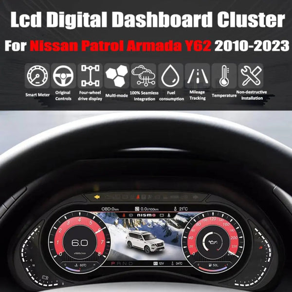 Virtual Cockpit Nissan Patrol / Armada Y62 2010-2023 - tableau de bord numérique LCD 12,3"