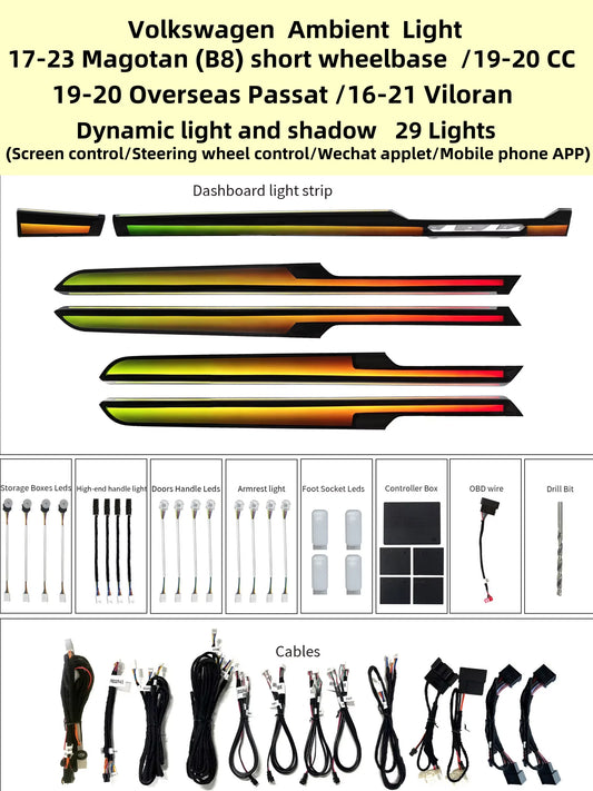 Kit LED d’ambiance Volkswagen Passat B8 2017–2023 – dynamique, 29 points – photo 2