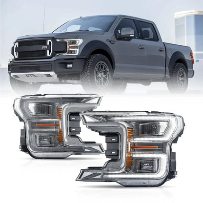 LED bloc optique avant projecteur double faisceau avec Start-up Animation noir/chromé pour 2018–2020 Ford F150 13th Gen – vue