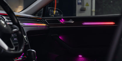 Panneaux LED d’ambiance Volkswagen Passat B8 2017–2023 – aspect bois, 22 points – photo 3