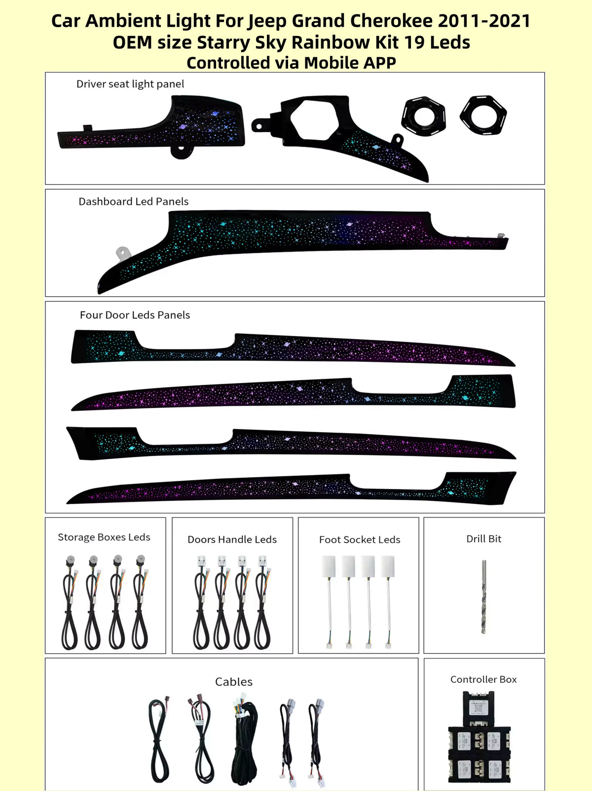 Kit LED d’ambiance Jeep Grand Cherokee 2011–2021 – application – photo 2