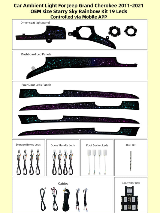 Kit LED d’ambiance Jeep Grand Cherokee 2011–2021 – application – photo 2