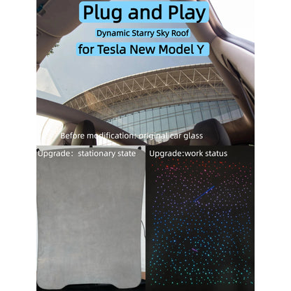 Pare-soleil ciel étoilé Tesla Model Y 2025–2026 – fibre optique – photo 1